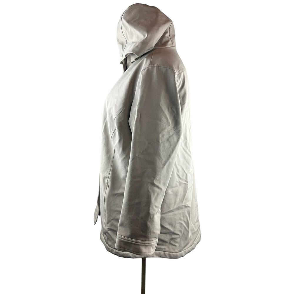 J. Jill Fit Sherpa Lined Full Zip Hooded Coat Beige Zip Pockets XL Cozy Warm EUC - Picture 7 of 16